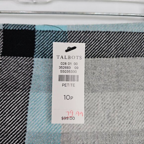 NWT TALBOTS Wool Blend Pencil Skirt GRAY BLUE BLACK PLAID size 10p Academia Twee - Picture 4 of 8
